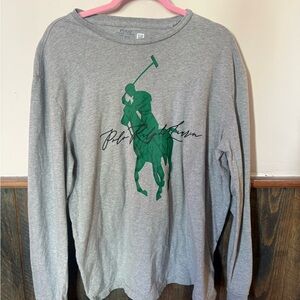 Polo by Ralph Lauren Gray Long Sleeve Shirt with Green Logo
